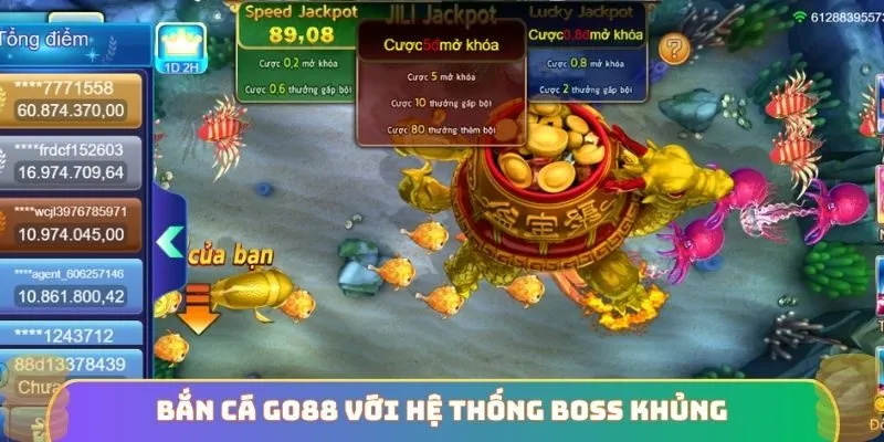 Bắn cá GO88 với hệ thống boss khủng